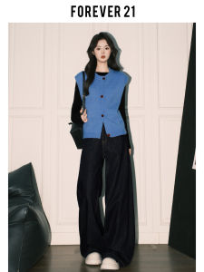 Forever 21 American Style High Waist Wide Leg Denim Jeans Womens Vintage Loose Drapey Straight Cut Blue Jeans Autumn Wear