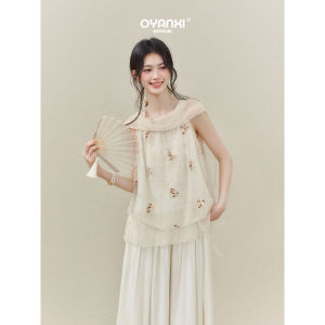 OUYANGXI | Áo Thun Hoa Không Tay Mới