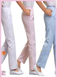 กางเกงพยาบาลเอวยางยืดสีขาว ทรงบาง สำหรับผู้หญิง ชุดทำงานแพทย์ สีชมพู ไซส์ใหญ่ สีน้ำเงิน กางเกงทำงานในร้านขายยา