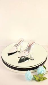 Dép cao gót quai trong Lume da PU cao cấp đế cao su non chống trơn trượt đế cao 7cm