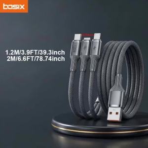 BASIX | 3in1 Fast Charging USB Type C Cable Data Sync for Xiaomi Huawei Samsung OPPO - Mobile Phone & Pad Charger Wire