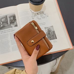 Simple Short Womens Wallet Zipper Long Wallet Coin Purse Handbag New Style Leather Bifold Wallet for Young Women