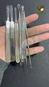 อุปกรณ์กดสิว ที่กดสิว ที่เจาะ บีบสิว ที่กดสิว แหนบดึงสิว สแตนเลสสตีล อุปกรณ์กำจัดสิว สิวเสี้ยน สิวผด สุดคุ้ม 8 ชิ้น