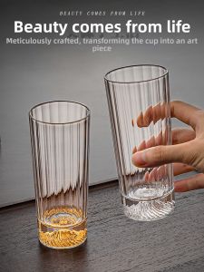 FLOWER MOO | Creative Stripe Cut Glass Heat Resistant Cup