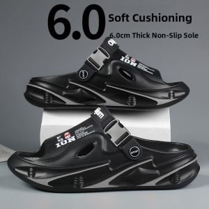 Mens Summer Outdoor Anti-Slip Driving Big Size Sport Beach Sandals Thick Bottom Heightening Slippers Casual Youth Trend EVA