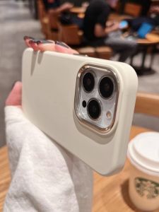 Cool Picture Liquid Silicone Metal Lens Phone Case for Apple 15Promax 14Pro Protective Cover Women Simple Luxury Soft Shell Full Protection Anti-Fall Creative