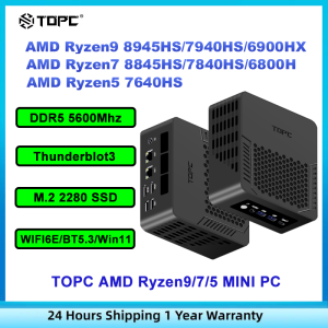 TOPC AMD Ryzen9 8945HS/7940HS/6900HX/R7-8845HS/R7-7840HS/6800H/ R5-7640HS Extra GPU DDR5 5600Mhz Thunderbolt3.0 WIFI6 BT5.2 WINDOWS11 Gaming MINI PC