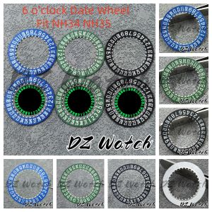 DZ NH35 6 oclock Luminous Black/Green/Blue Calendar Disc Black/Green/Blue Date Wheel For NH34 NH35 Movement Watch Accssories