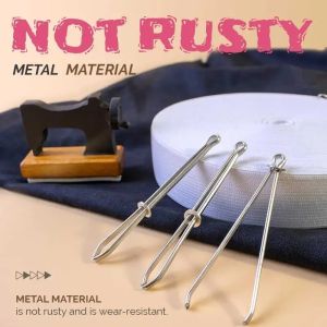 2PCS Universal Elastic Band Threader Clothing Clip Needle Sewing Tool Trouser Waist Cord Wide Elastic Band Threader DIY Sewing Accessories