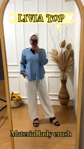 AQILA - LIVIA TOP BLOUSE LADY CRUSH KEMEJA WANITA OVERSIZE KERAH V