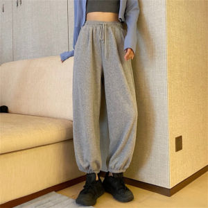 Spring Autumn 2024 Womens Loose Slimming High Waist Casual Harlan Pants Grey Sports Sweatpants Outerwear Wide Leg Straight Cut