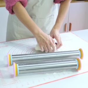 14/17 Inch Adjustable Stainless Steel Rolling Pin with 4 Thickness Removable Rings Dough Roller for Pizza Bakeware Baking Tools