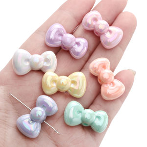 ลูกปัดโบว์สีอะคริลิคขนาด26X15มม. สำหรับสร้อยข้อมือทำมือต่างหูสร้อยคอต่างหูพวงกุญแจอุปกรณ์การทำเครื่องประดับหัตถกรรม DIY