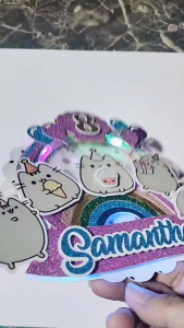 Customized/Personalized PUSHEEN Themed Cake Topper (3D Style/Layered)