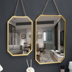 Nordic Style Iron Art Rectangular Wall Mounted Mirror Bathroom Dormitory Mirror Washbasin Makeup Mirror Home Decorative Mirror
