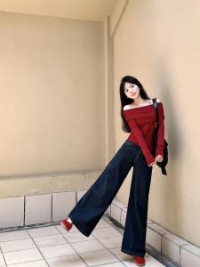 HUOLISI | Red Off-Shoulder Sweater 2026 New Autumn Winter Korean Style Layering Shoulder-Exposing