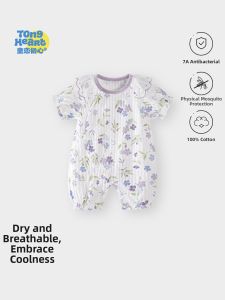 TONGLIANCHUXIN | Bodysuit Tay Ngắn Cotton Mỏng cho Bé Gái Mùa Hè