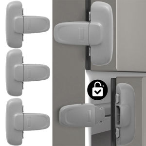3Pcs Home Cabinet Protector Child Lock Fridge Door Lock Baby Safety Refrigerator Catch Kids Baby Safety Household Protector Safety Child Lock With Adhesive Sticker
