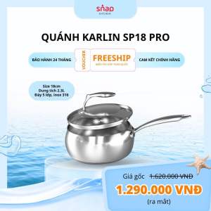 [CHÍNH HÃNG] Quánh Inox KARLIN SP18 PRO - Inox 316 - Đáy 5 Lớp - Size 18cm - Thương Hiệu Đức 🇩🇪