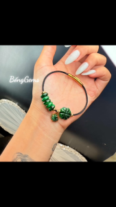 vòng tay nữ cỏ 4 lá ngọc cẩm thạch tự nhiên mix đồng điếu và charm hồ ly ngọc cẩm thạch vip bọc vàng tây vòng tay đá phong thủy trang sức thiết kế đủ hóa đơn thẻ bảo hành