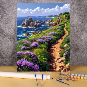 Tranh Tô Màu Theo Số Acrylic Seascape Tranh Treo Tường Phòng Ngủ Tranh Vẽ Vách Đá Ven Biển Tranh Vẽ Trên Vải Bộ Dụng Cụ Vẽ Tranh Dễ Dàng Tự Làm Dành Cho Mọi Cấp Độ