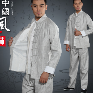 เยาวชน สลิมฟิต แขนยาว ผ้าลินิน เสื้อโค้ท มีปุ่มตัดสไตล์จีนแบบดั้งเดิม Tang ชุดสูท ลำลอง สีบริสุทธิ์ ฤดูใบไม้ร่วง แจ๊กเก็ต