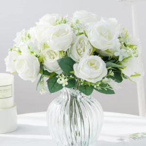 Artificial Flower Silk Rose Outdoor Garden Yard Festival Bridal Bouquet Wedding Wreath Home Room Table Decora Diy Gifts Handmade