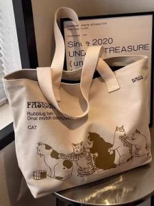 Spring Summer Large Capacity Canvas Bag Womens 2025 New Fashion Single Shoulder Handbag Japanese Style Student Class Tote Bag