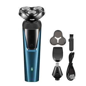 3‑in‑1 Men Electric Rotary Shaver Floating Beard Razor Rechargeable Waterproof Shaver  Nose‑hair Trimmer for Daily FacialShaving