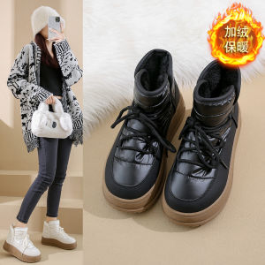 Thick Bottom Fleece Lined Winter Boots Womens Cotton Boot 2025 New Style Warm Fur Integrated Snowground Bread Cotton Shoes