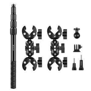 PULUZ | PULUZ Cycling Quick Release Bracket &150cm Locking Selfie Stick Set2 x Dual-heads Crabs Clamps Handlebar Fixed Mount For Gopro