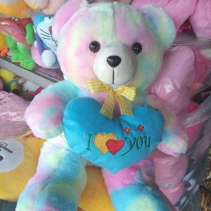 BONEKA BERUANG TEDDY BEAR LOVE RAINBOW DUDUK LUCU CUTE CANTIK MAINAN