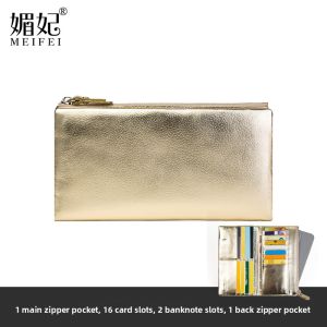 MEIFEI | Golden Auspicious Soft Leather Money Clip Wallet 16 Slots