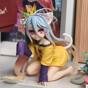 Bandai | No Game No Life Anime 10cm Desktop Shiro Cute Cat Ear Action Figure PVC Room Decor Adult Collectible Model Doll Toy