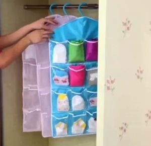 [COZZY]Beg Simpanan 16 Grid/16 Pockets Clear Hanging Bag Socks Bra Underwear Space Saving Rack Hanger 16 Grids Storage Bag Organizer Hanger/16格收纳挂袋