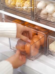 Kitchen Refrigerator Drawer Storage Box with lid Rectangular transparent Drain Fresh Keeping Food Sealed Storage Box High quality big sale Large size prevents moldy Food Grade Fruit Vegetable Preservation Box Frozen Meat Dumplings Container Save Space