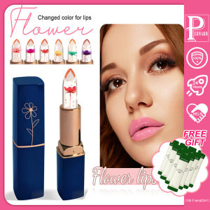 Perwarm Flower Jelly Lipstick 6 Colors Lasting Moisturizer Waterproof Lip Gloss Nature Temperature Color Change Transparent Mirror Lipbalm Crystal Lipstick(M2C)