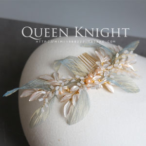 Phụ Kiện Tóc Cưới Thủ Công Fresh Color Green Leaf Pearl Forest System Hair Comb Hanfu Headwear Phụ Kiện Tóc Cưới Phong Cách Cổ Điển