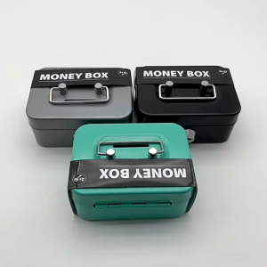 MLADEN Money Safe Box Lockable Cash Box With KeyPortable Piggy Box Made Of Metal Small Security Lock Box Sturdy Coin Boxes