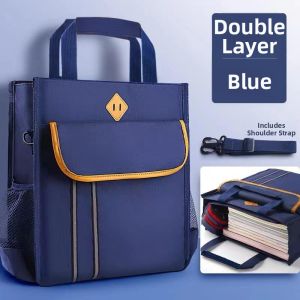 High School Student Large Capacity Black Blue Bag