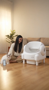 PAPAPET Smart Automatic cat litter box semi-enclosed litter box WiFi 11L automatic cleaning one-touch litter change lon deodorization