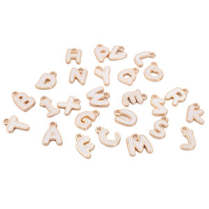 2Pcs Alloy Oil Drop Irregular Letter Pendant DIY Pink White Black Handmade Material Jewelry Accessories 26 English Letters Small Pendant for DIY Ear Jewelry Necklace Bracelet Accessories