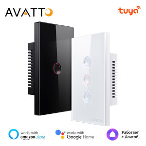 AVATTO Tuya WiFi Smart Light Switch，1/2/3/4 Gang Touch Grooved Button Switch Wireless Remote Works With AlexaGoogle Home