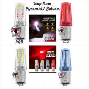 Lampu Stop Rem Pyramid 4 Warna Bolvan Universal Running + Kedip Soket DC 12 Volt Universal Kaki 2