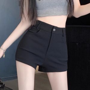High Waist Straight Leg Hot Pants Womens Casual Shorts Summer High Waist Slimming Wide Leg Pants Outerwear Three-Quarter Length