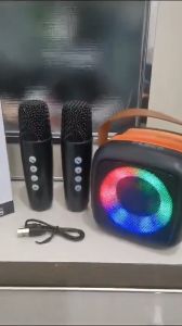 Speaker Karaoke Mini Fleco F-92B Bonus 2 Mic Wireless | Speaker Portable Bluetooth 1 Set Karaoke Speaker KTV Cute Wireless Lucu Portable Luar Ruangan Speaker Nirkabel Mic Bass Super Kuat | Gallery Audio