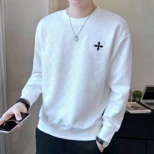 ROMON | Romon Mens Round Neck Knitted Fleece Lined Long Sleeve Sweatshirt Spring Autumn Fashionable Warm Top Youth Active Style