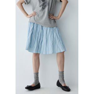 HAVERICE | Wrinkled Texture Loose Blue Tank Top and Skirt Set