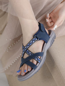 Casual Flat Heel Rubber Sandals for Women Beach Shoes with Velcro Closure and Open Toe Design Comfortable Sneakers for Outdoor Activities