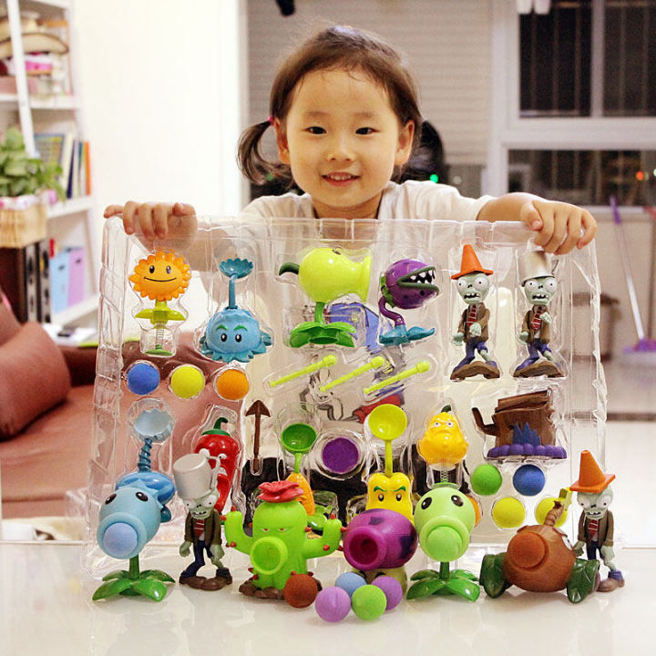Zombie Plant Toy Soft Silicone Full Set Can Be Launched Boy Pea Shooter Hard Silicone Toy for Children Monster Static Animal Model